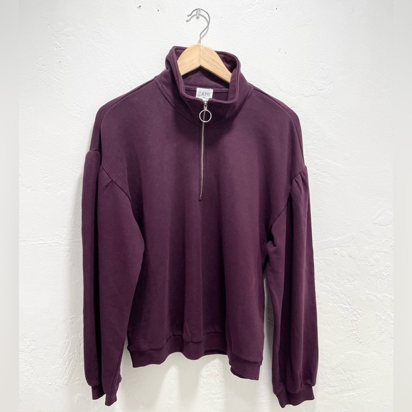 Cami NYC Margaret Quarter Zip Plum Sweatshirt - Picture 2 of 5